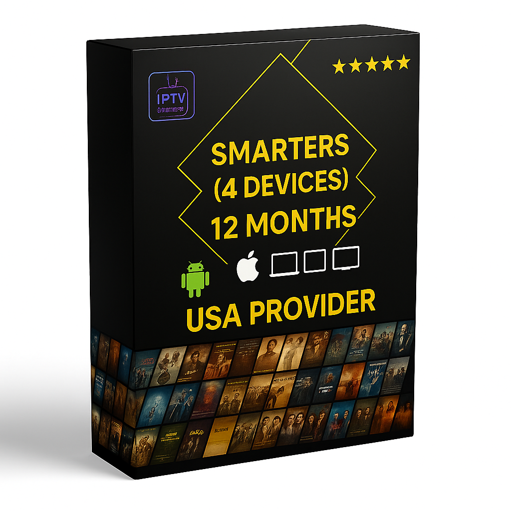 12 Months IPTV SMARTERS PRO Subscription ( 4 DEVICES )