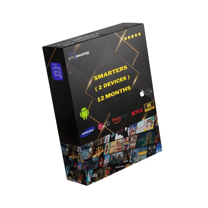 2 Devices IPTV Smarters Pro Subscription - 12 Months