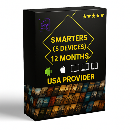 Subscription 12 Months IPTV SMARTERS PRO ( 5 DEVICES )