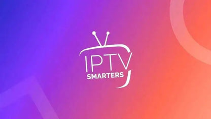 IPTV Smarters logo on a colorful gradient background showcasing its streaming service.